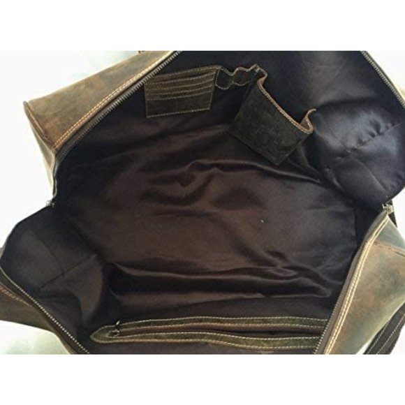 Travel Duffel Bag Full Grain Leather Overnight Weekend Leather Bag Gym Duffle. - Picture 3 of 7